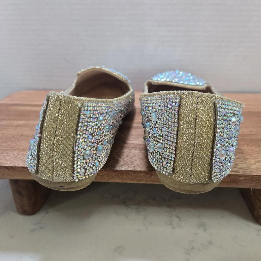 Girls Rhinestone Ballet Flats Link Memory Foam Size 3 Sparkly‎ Crystal Dress...